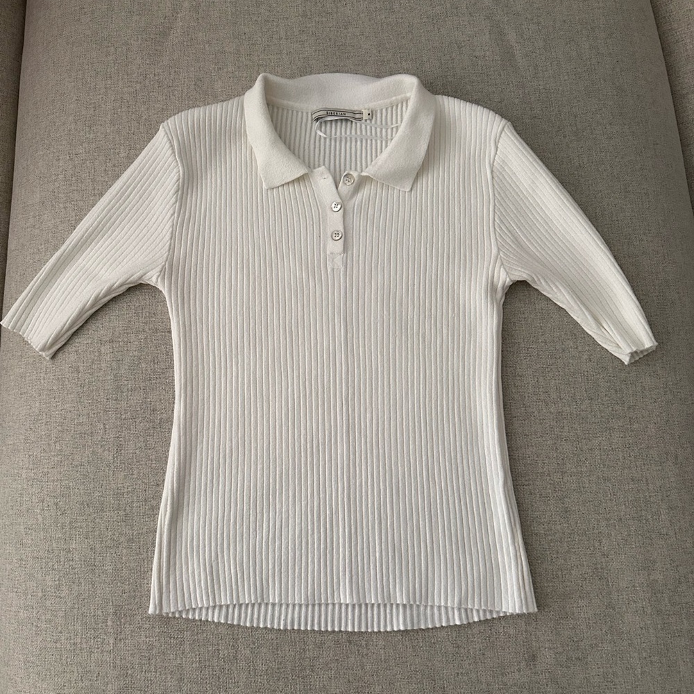 Rib Knit Polo in Size M
